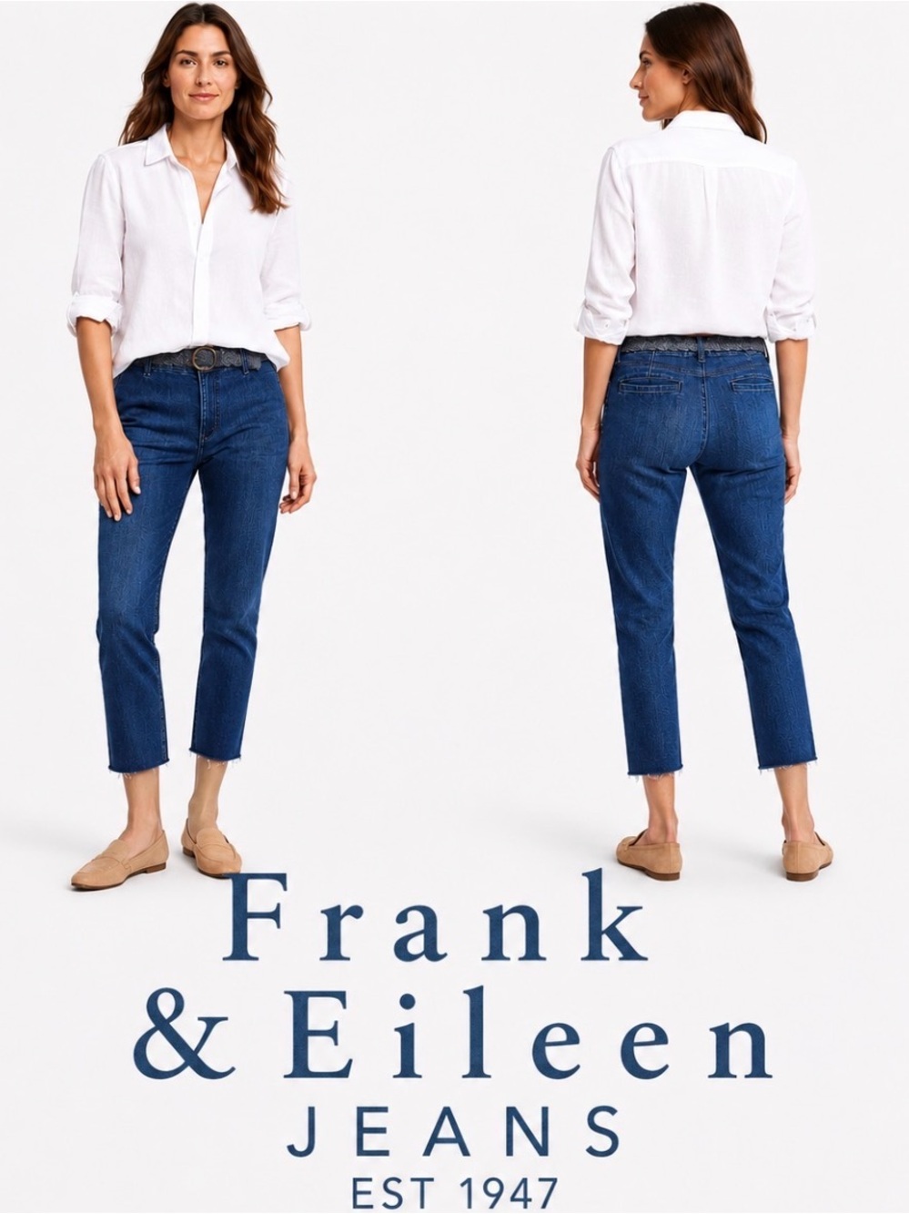 Frank & Eileen Wicklow Blue Crop Jeans Raw Hem Straight Women’s 6 Denim Designer